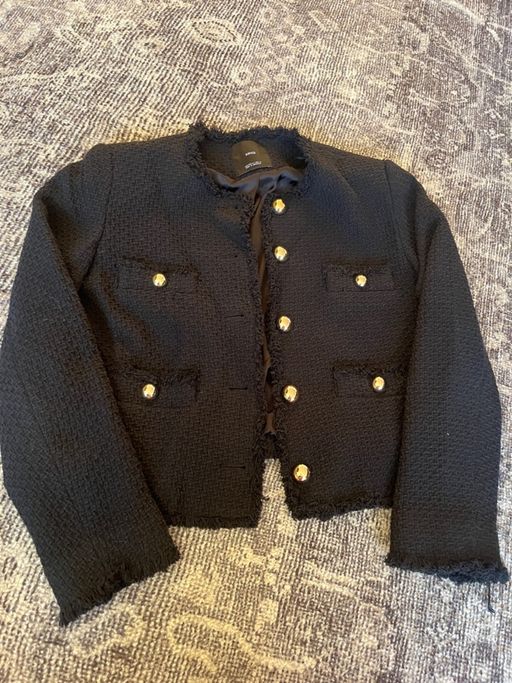 Black Tweed Mango Jacket